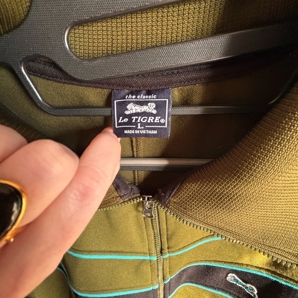 Le Tigre Olive and Black Zip-Up with Blue Stripes - Picture 5 of 9